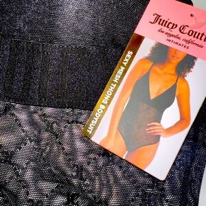New With Tags Juicy Couture Sexy Mesh Black Label Logo Bodysuit Thong